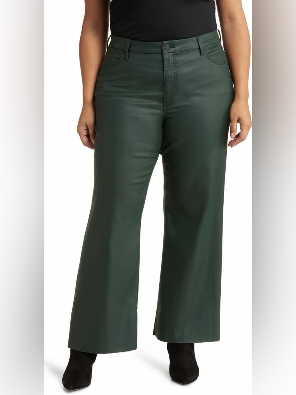 KUT from the Kloth Meg Fab Ab Coated High Waist Wide Leg Jeans green. Size 16W